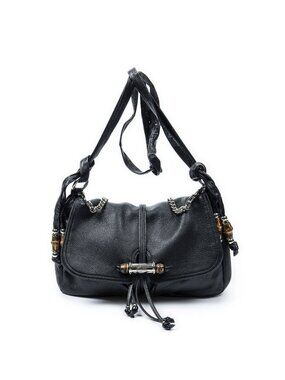 Gucci Large Jungle Messenger Black Gray Calfskin Leather